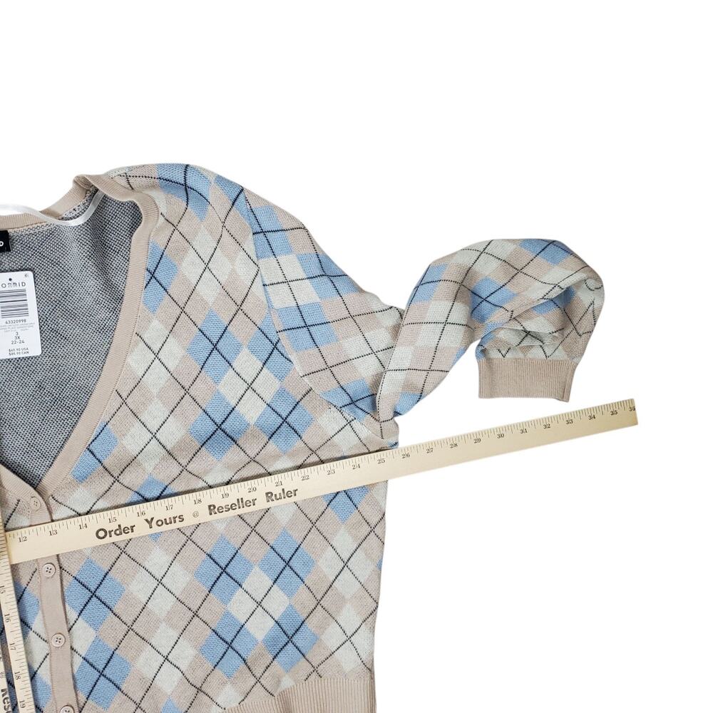 NEW Torrid Jacquard Shrug Cardigan Sweater Plus Sz 3X Sandstone Plaid Long Sleev - Picture 14 of 15